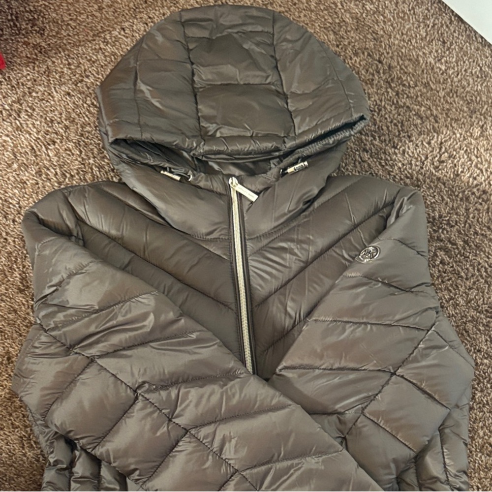 Michael Kors Metallic Army Green Puffer Jacket